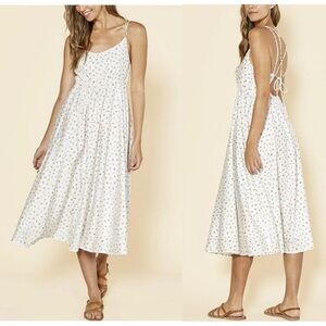 Outerknown La Luna White Ditsy Floral Midi Cami Tank Dress Organic Cotton Silk S